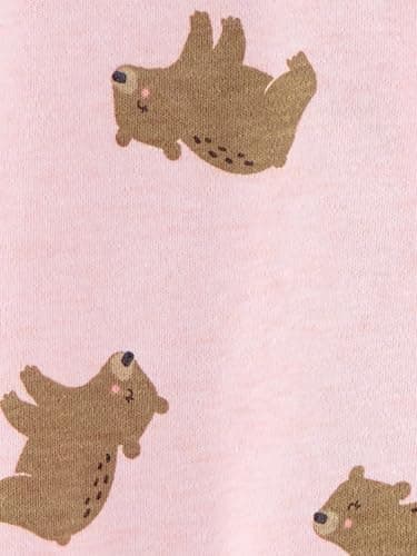 Simple Joys by Carter's Girls' 2-Pack Cotton Footed Sleep and Play, Pink Bears/Floral, 3-6 Months