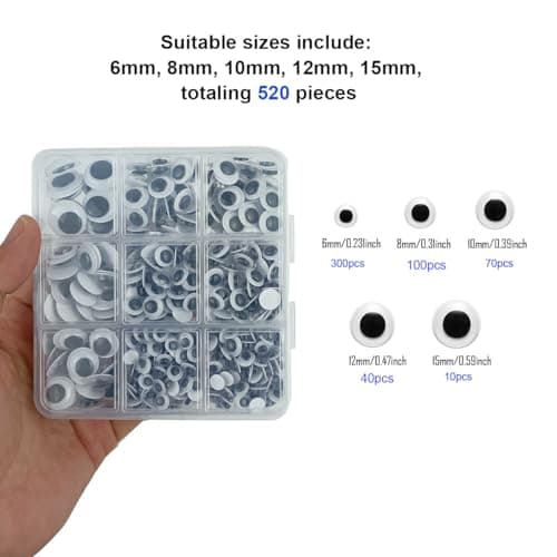 520 Pcs Wiggle Googly Eyes with Self-Adhesive