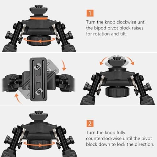 MidTen Bipod Compatible with M-Rail Bipod Swivel Tilt Sturdy Height Adjustment for Hunting and Shooting (Black, 7.8-10.6")
