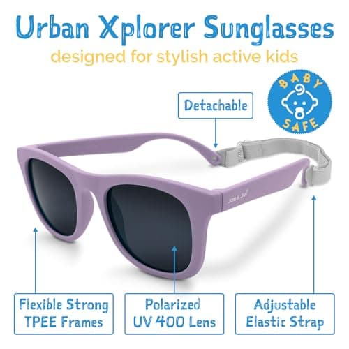 JAN & JUL Girls' Polarized Sunglasses with Strap, Flexible and Durable for Babis (Dusty Purple, S: 6 Months - 2 Years)
