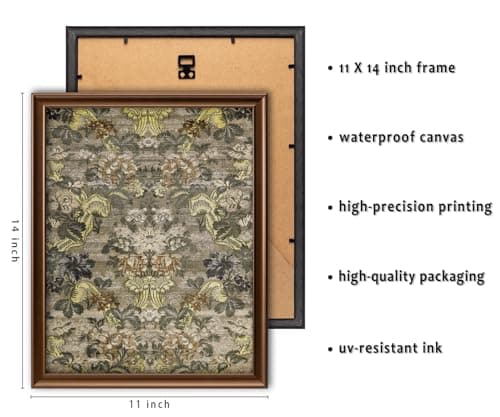 16 PCS Framed Vintage Canvas Wall Art Decor, Farmhouse Wall Prints for Bedroom Bathroom Office, Rustic Posters for Living Room Aesthetic, Nature Painting Artwork