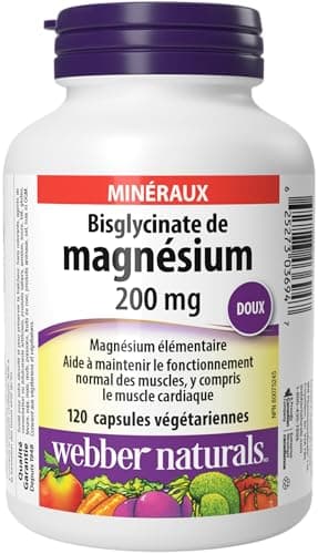 Webber Naturals Magnesium Bisglycinate 200 mg, 120 Capsules, Supports Bone and Muscle Functions, Vegan