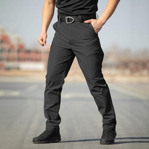 Cargo Pants for Men Work Construction Tactical Pants Lightweight Ripstop Military Pant with Pockets Outdoor Hiking Black