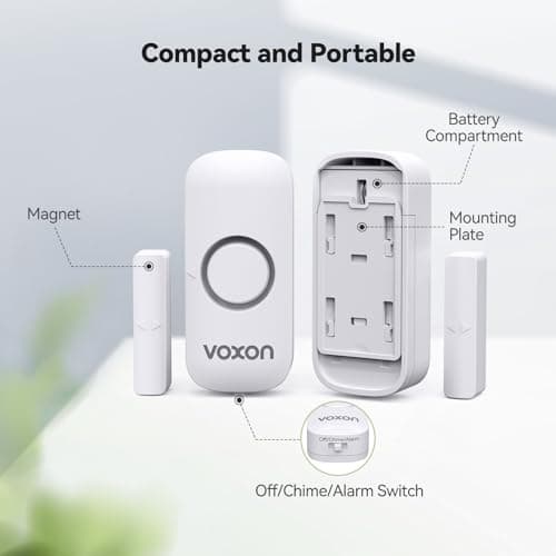 Window Alarm Door Alarms for Kids Safety, VOXON Wireless Door Alarm for Home Security Personal Security Window Alarms Sensor Burglar Door Alarm for Pool, Cars, Sheds, Caravans DIY Kit Pack of 2