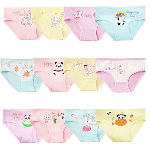 JackLoveBriefs Girls Soft Cotton Underwear with 12 Packs Panties Assorted Briefs(3-5T)