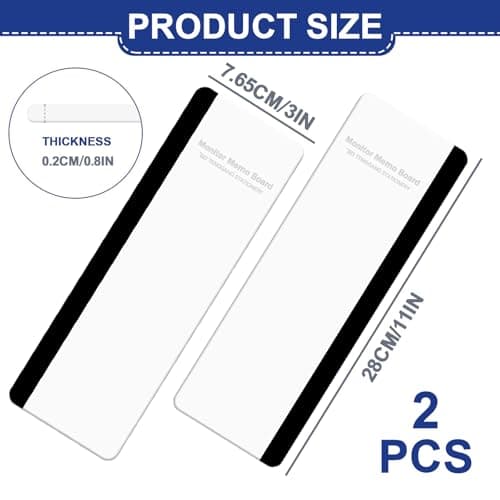 Sticky Monitor Memo Board, Memo Board for Computer Screen, Monitor Memo Boards for Computer, Acrylic Sticky Note Holder, Message Reminder Side Panel, Home Office Desktop Accessories (2)
