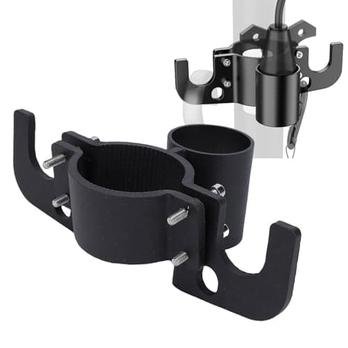 Trailer Chain Organizer, Heavy Duty Aluminum Hitch Chain Holder with Inverted Plug Holder for RV Trailer Tongue Jack, 7 Way Wiring Harness Plug Storage (Black)