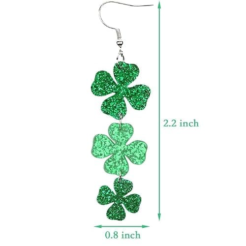 St. Patrick's Day Green Shamrocks Clover Lucky Grass Earrings for Women,Good Luck Dangling Earrings,Irish St. Patrick's Day Decorations Accessories.
