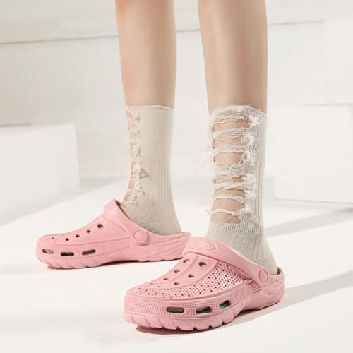 INMINPIN Women and Men Orthopedic Clogs Arch Support Garden Shoes Sandals Slippers with Plantar Fasciitis Feet Insoles,Sweet Pink,6-7 Women/4.5-5.5 Men