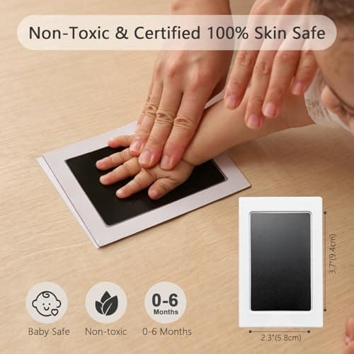 PewinGo Baby Handprint and Footprint Kit, Clean Touch Ink Pad, Skin-Safe Non-Toxic Mess-Free, Newborn 0-6 Months Memory Keepsake Frame,Nursery Decor & Baby Gift