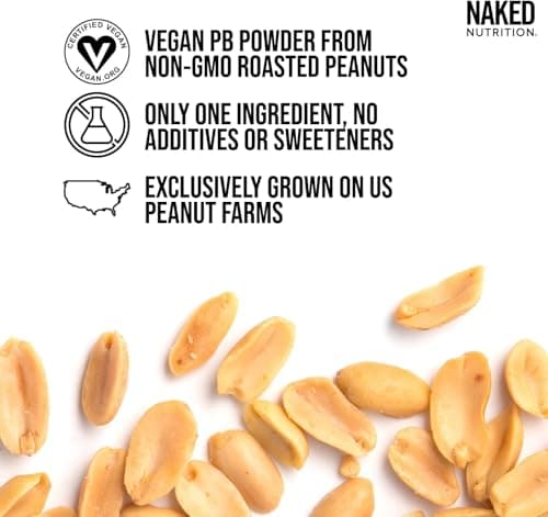 2LBs Premium Powdered Peanut Butter from US Farms – Bulk, Only Roasted Peanuts, Vegan, No Additives, Preservative Free, No Salt, No Sugar - 76 Servings - NAKED PB
