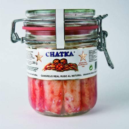 Chatka Real Russian Crab 100% Pata Cristal Gourmet Tin Natural Delicatessen (Jar 60% pata 310g)
