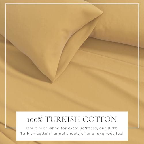 Great Bay Home - 100% Turkish Cotton Full Flannel Sheet Set. Heavyweight, Warm, Winter Double Brushed Bed Sheets. Pre-Shrunk & Anti-Pill - Marigold