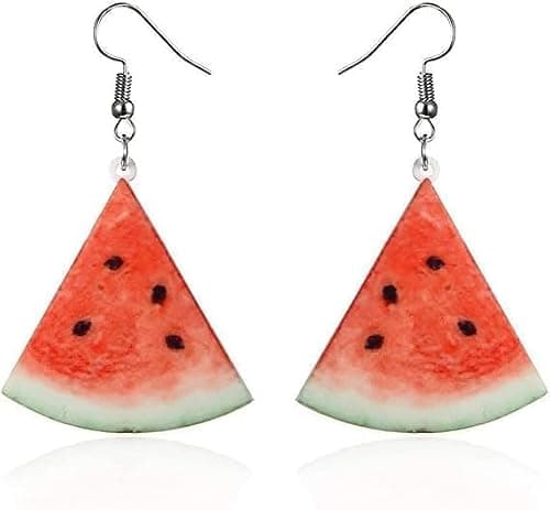 A Pair of Red Watermelons Fashion Creative Acrylic Fruit Earrings Trendy Realistic Food Dangle Earring Women Fun Coconut Watermelon Multicolor for Women Gift Jewelry,Clothing, Shoes and Jewelry