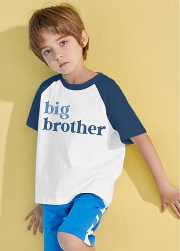 QAUN Big Brother Tshirt for Toddler Boy Reglan Short Sleeve Big Bro Announcement Summer Tee Tops