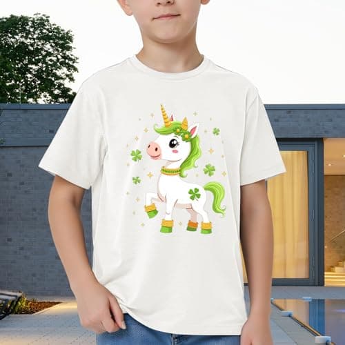 St Patricks Day Shirt for Kids – Unicorn Lucky Shamrock Shirts Boys Girls St Paddys Day Irish Tops