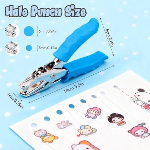 ZASZO 2 Pcs Hole Punch, 1/4" and 1/8" Hole Puncher with Blue Soft Grip for Crafts, Scrapbooks, Tags, Tickets, Handheld Circle Single Hole Punch for Home, Office and Classroom
