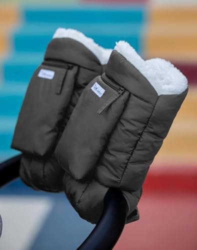 7AM Enfant Stroller Warmmuffs Gloves - Anti-Freeze Stroller Mittens for Handlebars, Water Repellent Hand Warmer Muff for Cold Weather, Plush Lined Stroller Warmmuffs | Winter Stroller Accessories
