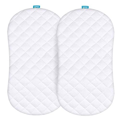 Bassinet Mattress Pad Cover Compatible with Halo BassiNest Swivel Sleeper, 2 Pack, Waterproof Quilted Ultra Soft Surface, Breathable and Easy Care