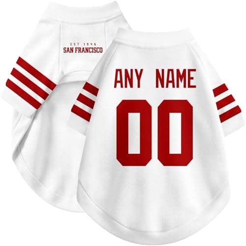 DALLASC San Francisco Dog Clothes Jersey Style Custom Pet T Shirt with Personalized Name Number for Small Medium Large Dogs