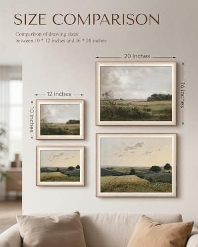 VIYYIEA Vintage Landscape Framed Wall Art 2 Set, Nature Wilderness Scenery Paintings Decor Aesthetic, 10x12 Inch Canvas Print Artwork Home Decor, Retro Farmhouse Wall Pictures for Bedroom Living Room