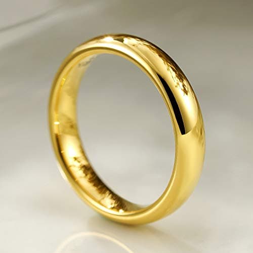 THREE KEYS JEWELRY Women Wedding Bands 4mm Gold Tungsten Carbide Ring with Jewels Domed Polished Infinity Unique for Her Size 5.5