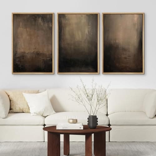 SIGNFORD Framed Canvas Print Wall Art Set Abstract Earthy in Deep Brown and Beige Tones Modern Art Decorative Colorful for Living Room, Bedroom, Office - 24"x36"x3 Natural