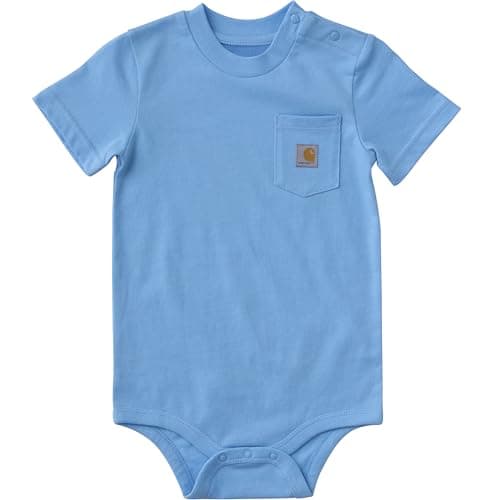 Carhartt unisex-baby, Short-Sleeve Pocket Bodysuit, Baltic Sea, 24M