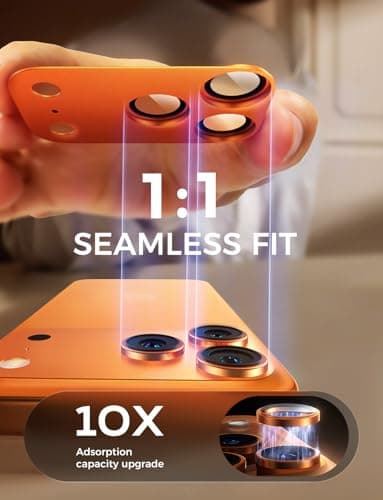 MAGIC JOHN 2 Pack Camera Lens Protector for iPhone 17 Pro Max, Full Coverage, Metal Aluminum Alloy Camera Lens Film, HD Clear, Scratch Resistant, Case-Friendly, Orange