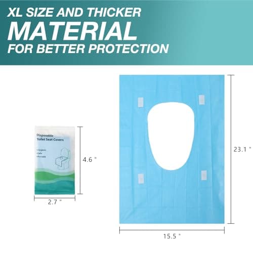50 Pack Disposable Toilet Seat Covers XL for Travel Accessories Adults Kids