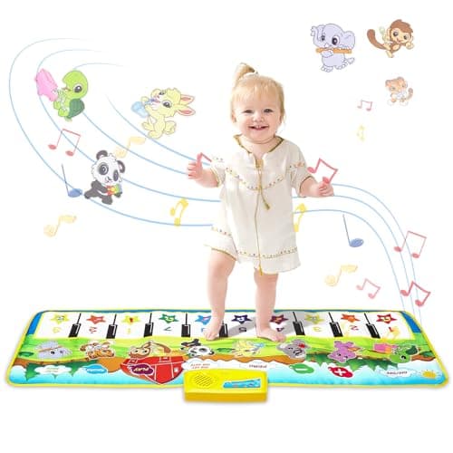 M SANMERSEN Piano Mat, 39.5 inch X 14 inch Musical Mat 8 Instrument Sounds Piano Mat for Toddlers Touch Play Dancing Mat Toy for 1 2 3 Year Old Girls Boys Gifts
