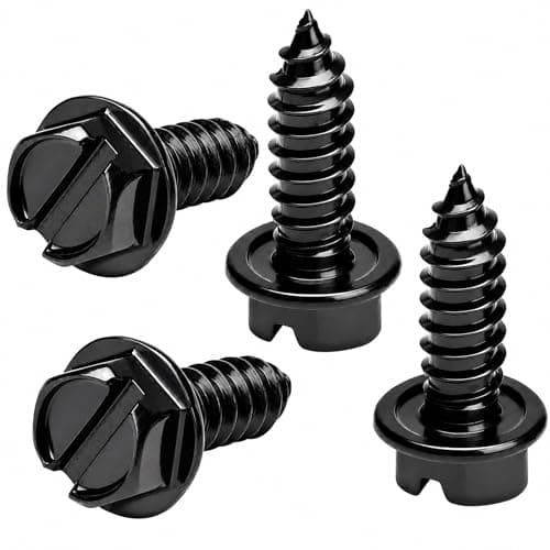 OttoSpeed Rustproof License Plate Screws (4-Pack, Black-Slotted)