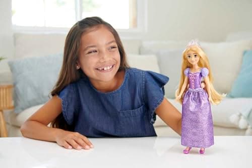 Mattel Disney Princess Rapunzel Doll in Sparkling Fashion with Removable Skirt, Tiara and Shoes, Posable & Collectible, Inspired by Tangled Movie
