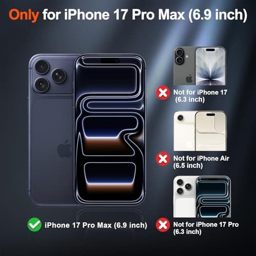 SUPFINE Magnetic for iPhone 17 Pro Max Case with Screen Protector (Compatible with MagSafe)(Military Grade Drop Protection) Translucent Matte Phone Cover,Black