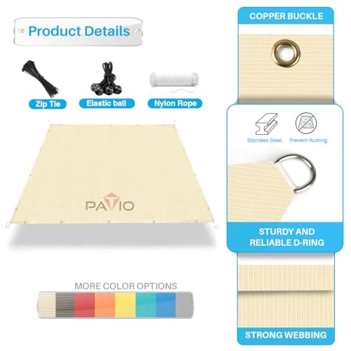 Patio Paradise 7' x 15' Sun Shade Cloth with Grommets Rectangle Shade Sail Straight Edge, Outdoor Patio Shade Canopy Pergola Cover UV Block Fabric for Backyard Deck Garden Activities, Beige