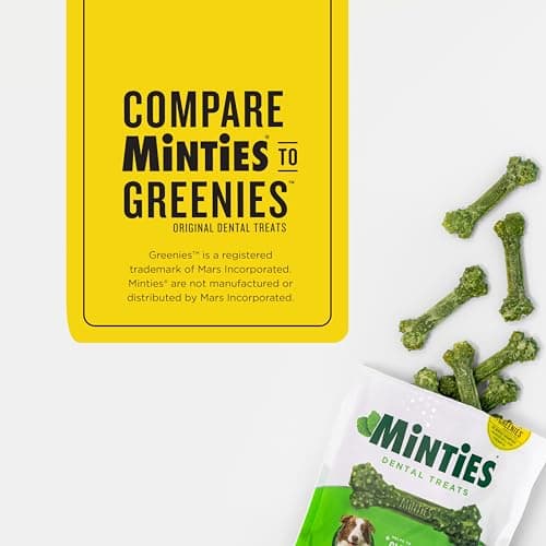 Minties Dental Chews for Dogs, 40 Count, Vet-Recommended Mint-Flavored Dental Dog Treats for Medium Dogs, Bones Clean Teeth, Fight Bad Breath, and Removes Plaque and Tartar