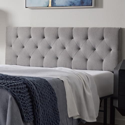 LUCID Mid-Rise Upholstered Headboard - Adjustable Height From 34β to 46β - Queen - Stone