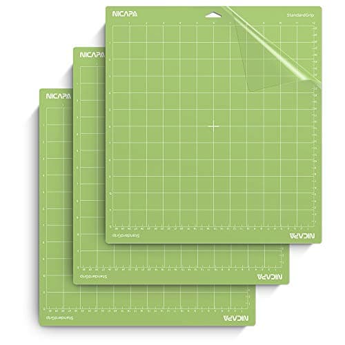 Nicapa Standard Grip Cutting Mat for Cricut Explore One/Air/Air 2/Maker (Standardgrip,12x12 inch,3pack) Adhesive&Sticky Non-Slip Flexible Vinyl Green Cut Mats Replacement Craft Accessories Set