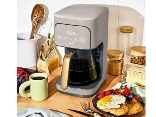 Programmable 12-Cup Coffee Maker with Touch Controls, Auto Brew Timer, Reusable Filter, Large Glass Carafe, Premium Countertop Coffee Machine (Porcini Taupe)