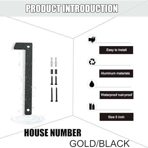 5"Floating House Numbers Metal House Numbers for Outside Large Address Numbers for House Mailbox Numbers Black Modern Aluminum Weatherproof Easy Installation (6, 5 Inch Black)