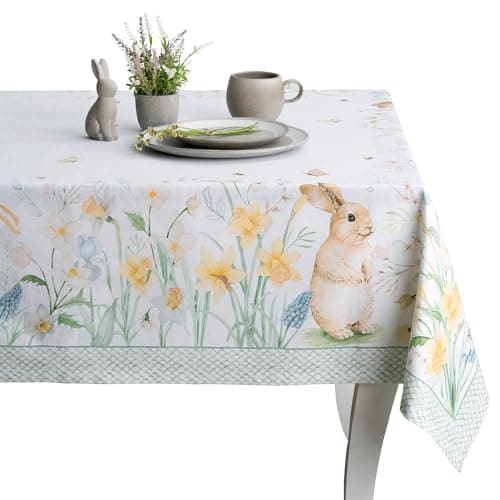 Maison d' Hermine Table Cloth Rectangle Table 100% Cotton 54 x 72 Inches Tablecloth Reusable Decorative for Dining Kitchen Room Farmhouse Party Home Hotel Restaurant Spring Summer - Easter Dew