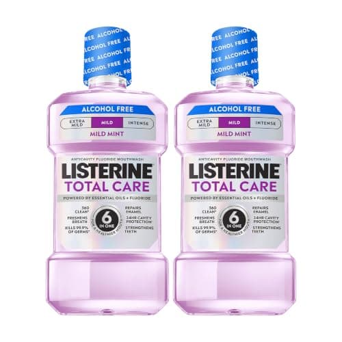 Listerine Total Care Alcohol Free Mouthwash, Mild Mint, 33.8 fl. oz/1L x 2