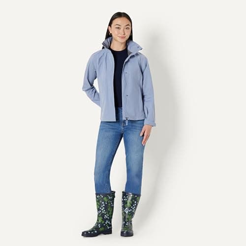 Amazon Essentials Women's Waterproof Tall Rain Boot with Adjustable Buckle, Navy Floral, 8