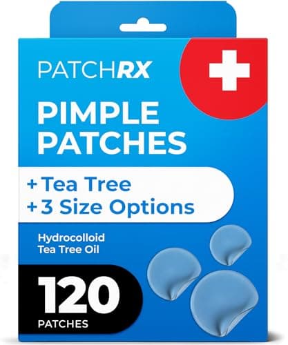 PatchRx Pimple Patches for Face (120 Patches), Hydrocolloid Pimple Patches - Pimple Patch Zit Patch and Pimple Stickers - Hydrocolloid Pimple Dots for Pimples - Zit Patches