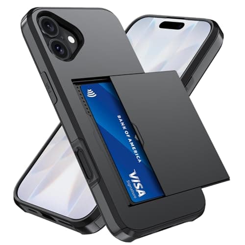 Qinmay Compatible with iPhone 17 Case Wallet,Built-in Card Holder, Heavy Duty Protective Dual Layer Shockproof Hidden Card Slot Slim Wallet Phone Cover for iPhone 17 ,Black