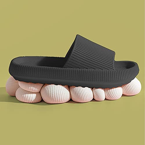 House Slipper For Man Women Pillow Slides Non-Slip Lightweight Open-toe Shower Shoes Quick Drying Extra Thick Sandals (Black, numeric_9_point_5)