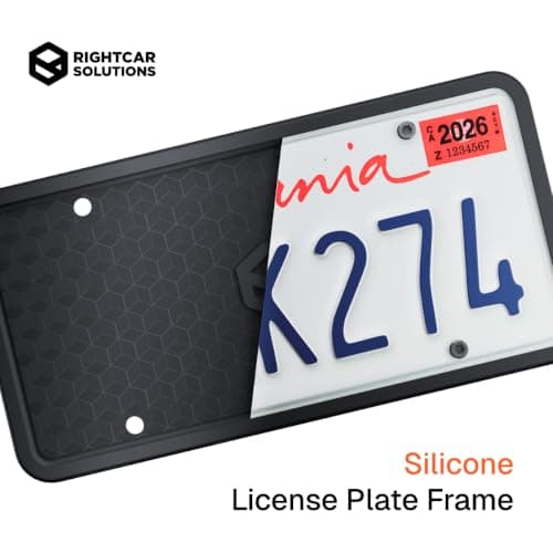 Rightcar Solutions Car Plate Frame, Silicone License Plate Frame, Rust-Proof Rattle-Proof Weather-Proof License Plate Holder for Front or Rear, Black, 1 Pack
