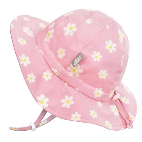 Jan & Jul Girls' Cotton Sun-Hat, 50+ UPF Summer Floppy Hat for Babies and Toddlers (M: 6-24 Months, Pink Daisy)