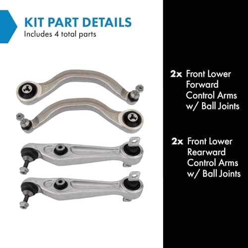 TRQ Front Left and Right Lower Control Arm with Ball Joint Set 4 Piece Compatible with 2017-2023 Tesla 3