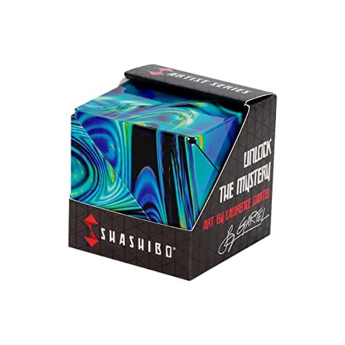 SHASHIBO Shape Shifting Box - Award-Winning, Patented Fidget Box w/ 36 Rare Earth Magnets - Transforms Into Over 100 Shapes, Download Fun in Motion Toys Mobile App (Artist Series - Mystic Ocean)